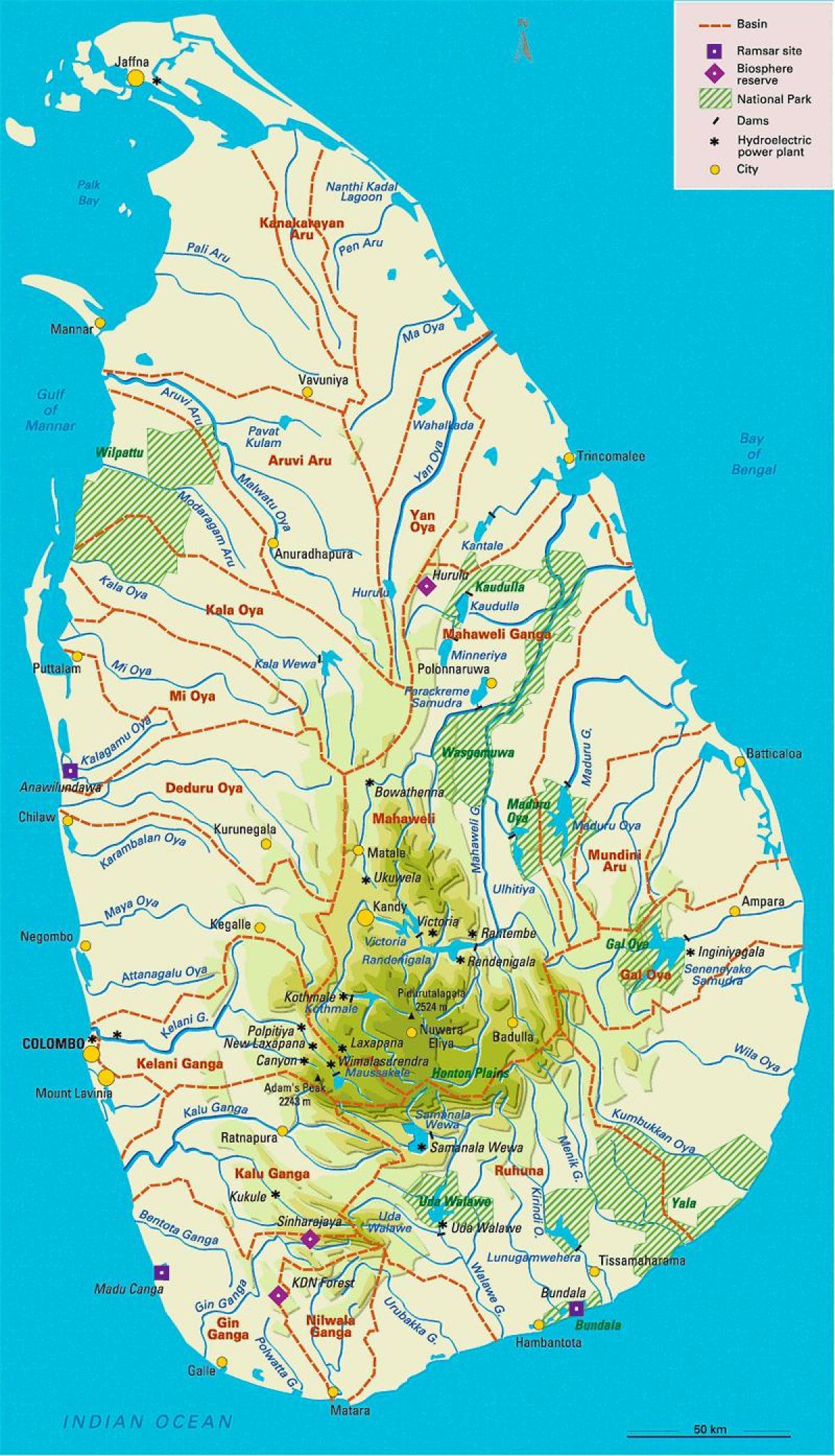 Река в Шри Ланка в Тамил картата
