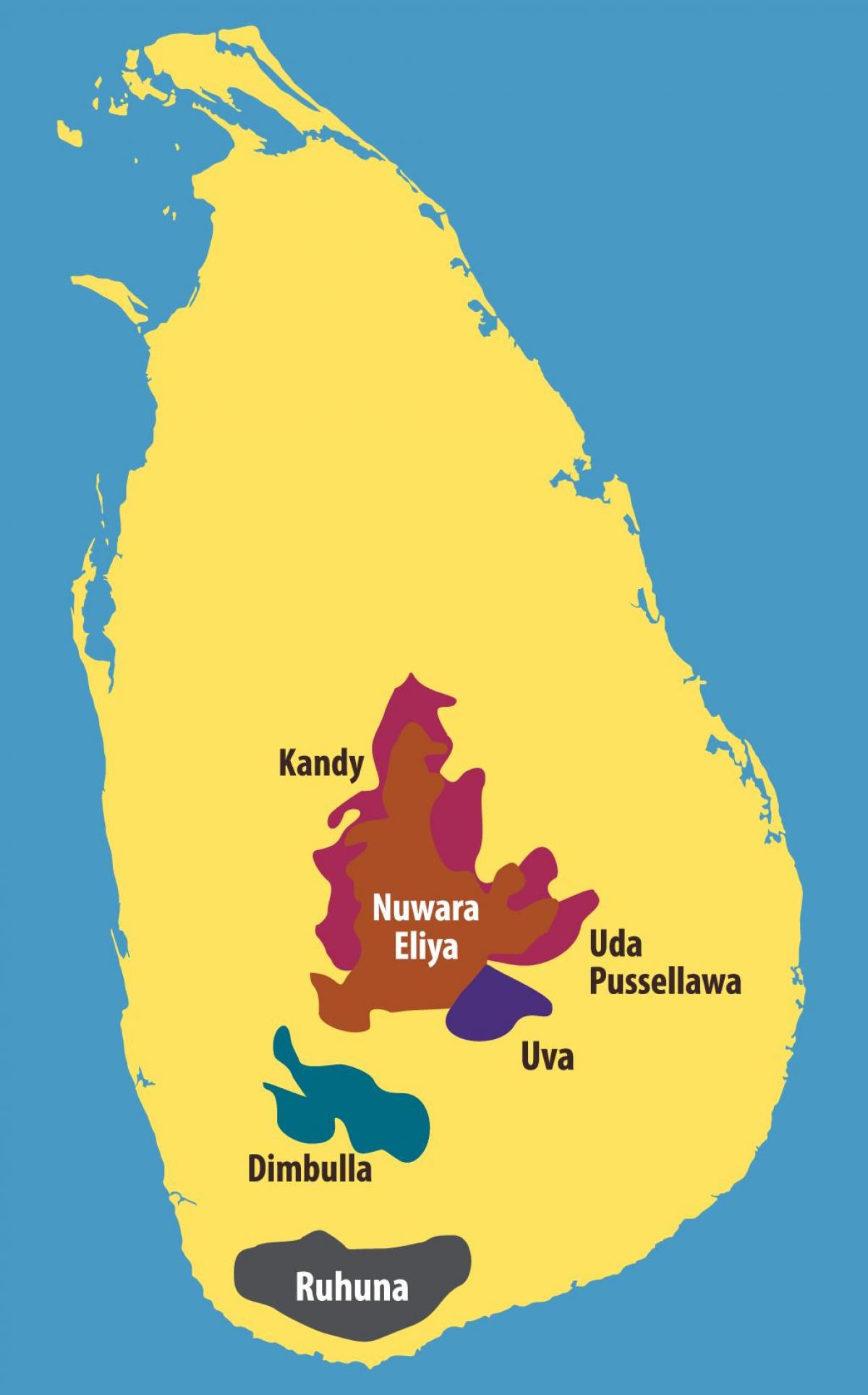 чаени плантации картата на Шри Ланка 