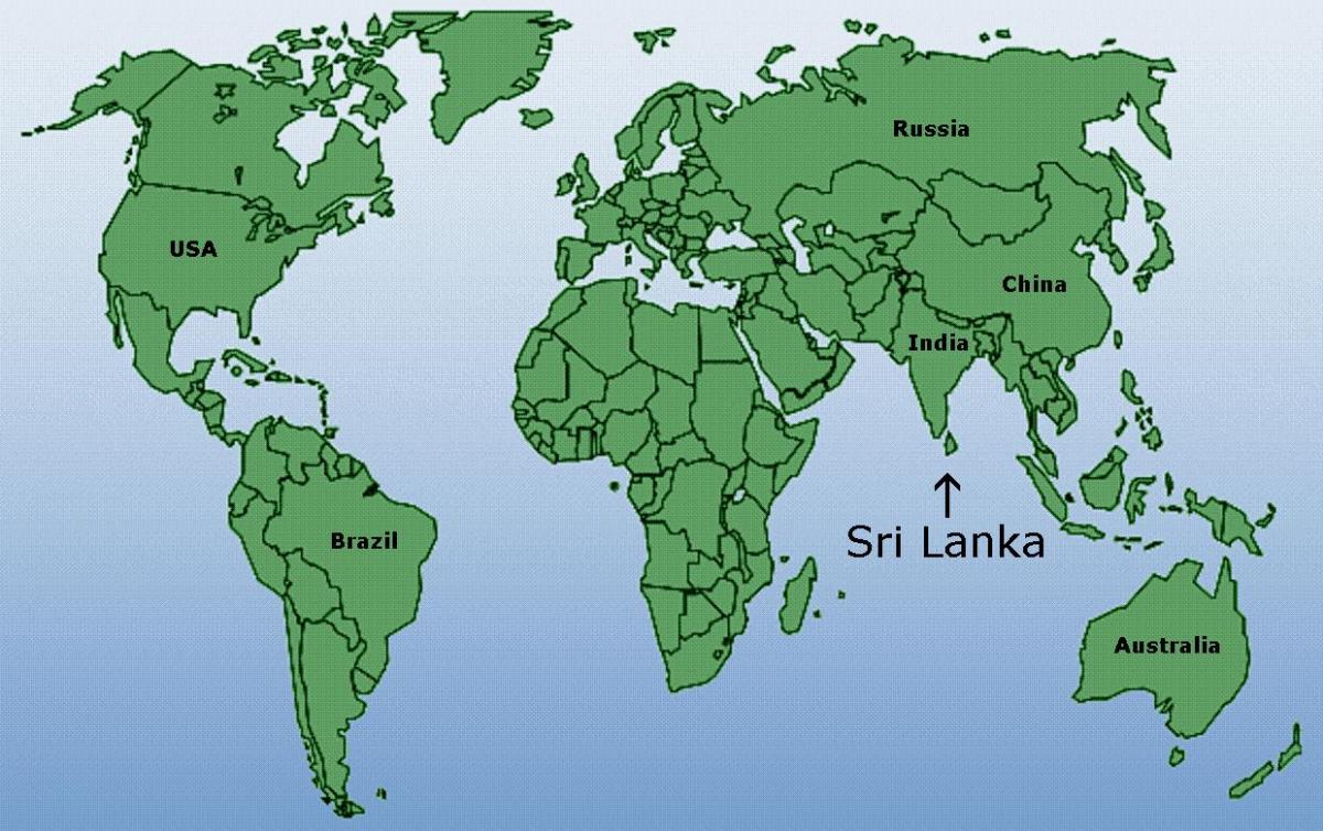 карта на света, показваща Шри Ланка