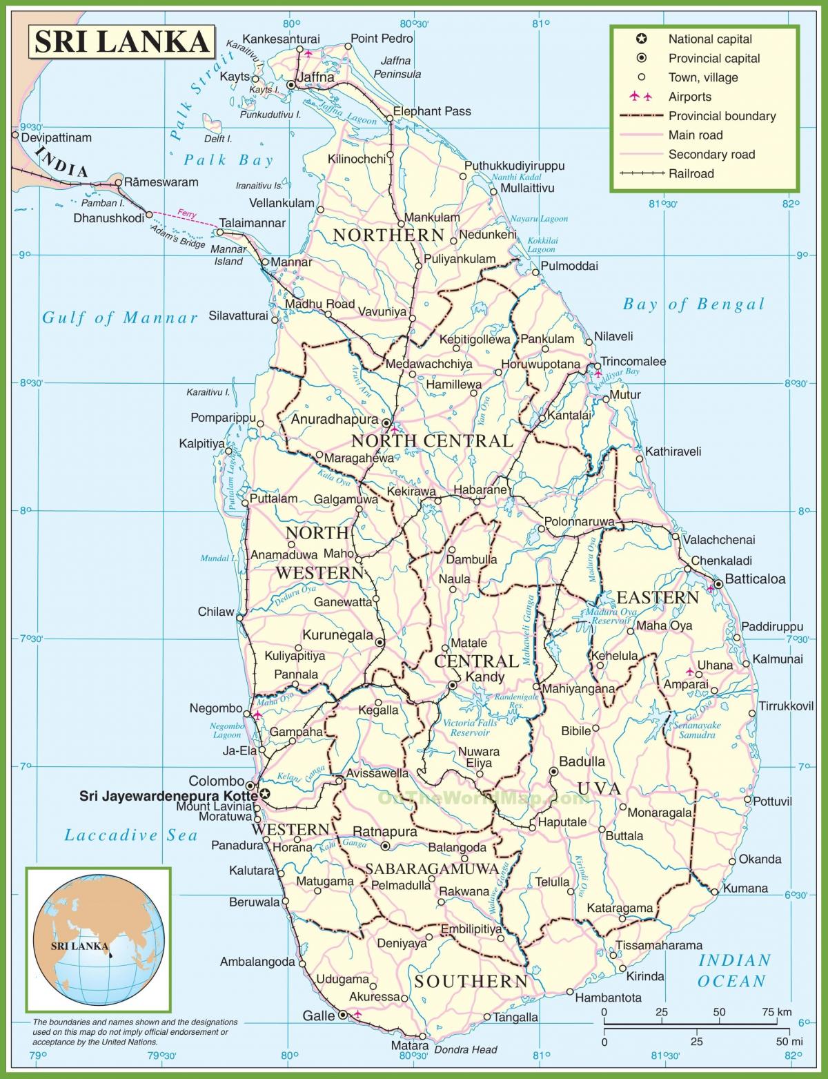 карта на Шри Ланка
