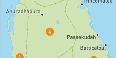 Карта на Шри Ланка региони