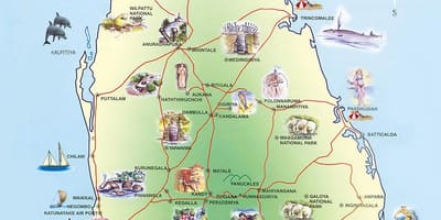 Забележителности на Шри Ланка на картата