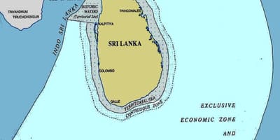 Карта на Шри Ланка, на морето