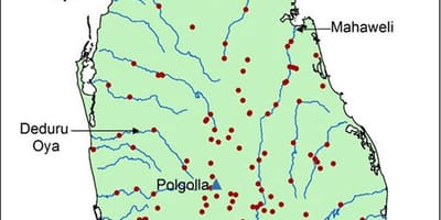 Карта на река Махавели картата на Шри Ланка