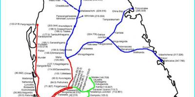 Железопътният маршрут от картата на Шри Ланка