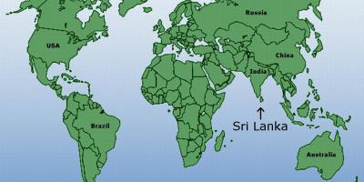 Карта на света, показваща Шри Ланка