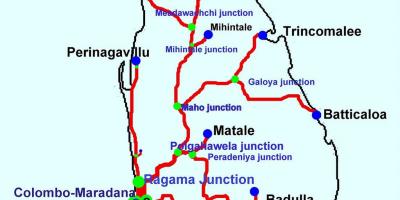 Влаковете в Шри Ланка картата