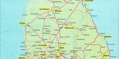 Разстояние пътна карта на Шри Ланка